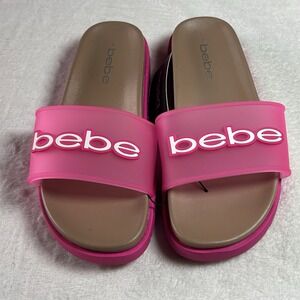 Bebe  Womens Fuchsia Sandals Size 7 NWT Translucent Strap Pool, Beach , Casual